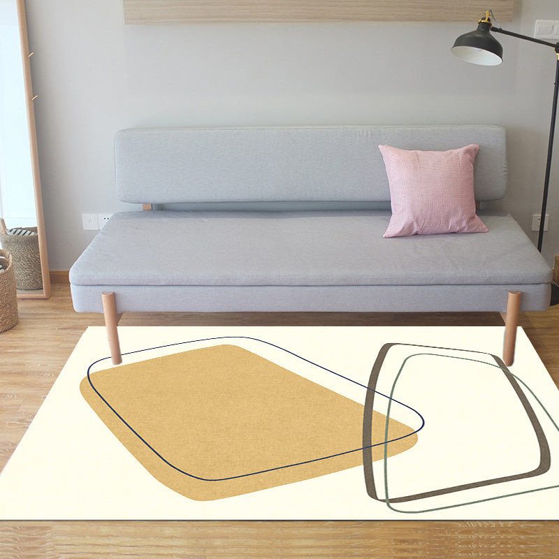 BowLift | Unique Casual Carpet Beige Color Block Carpet Washable Pet-Friendly Non-Slip Rug for the Living Room