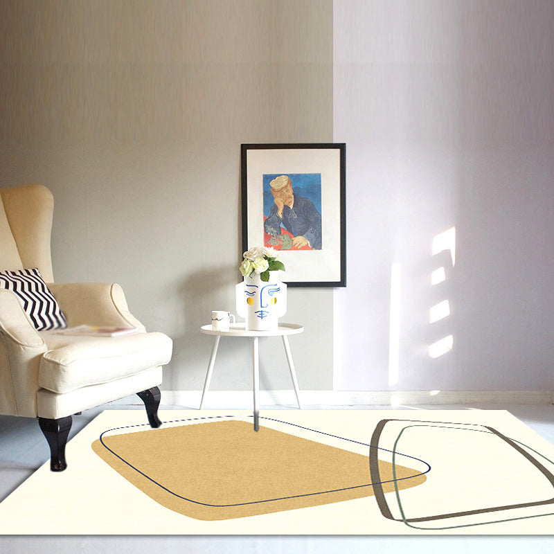 BowLift | Unique Casual Carpet Beige Color Block Carpet Washable Pet-Friendly Non-Slip Rug for the Living Room