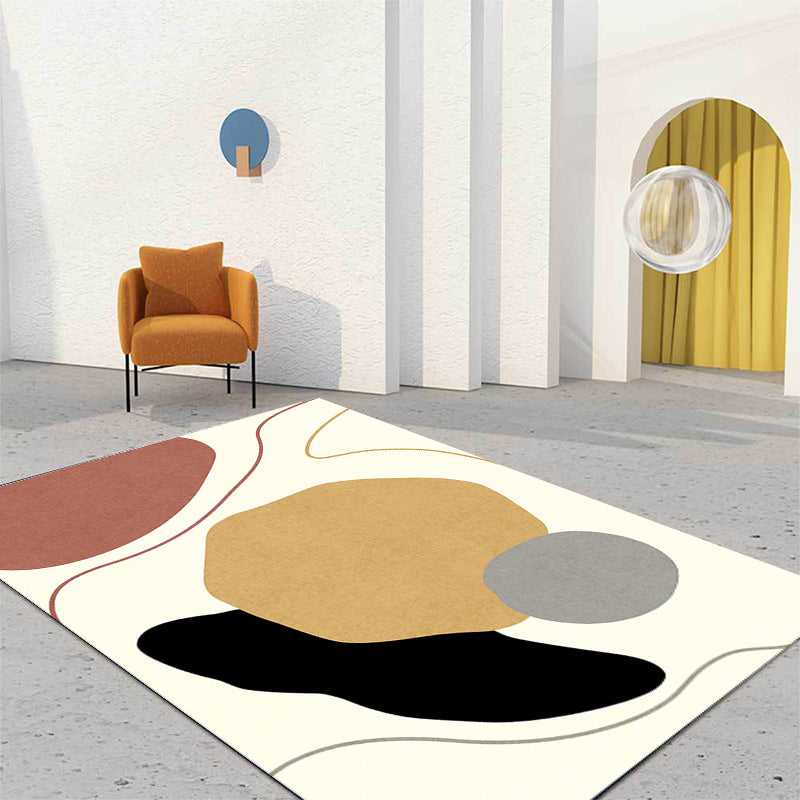 BowLift | Unique Casual Carpet Beige Color Block Carpet Washable Pet-Friendly Non-Slip Rug for the Living Room