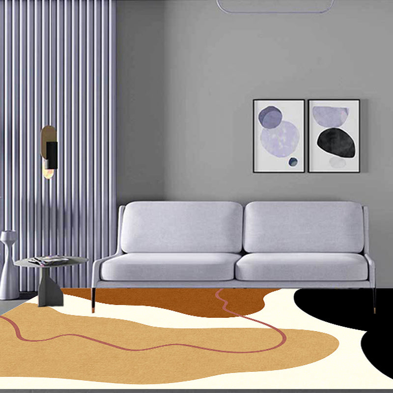 BowLift | Unique Casual Carpet Beige Color Block Carpet Washable Pet-Friendly Non-Slip Rug for the Living Room