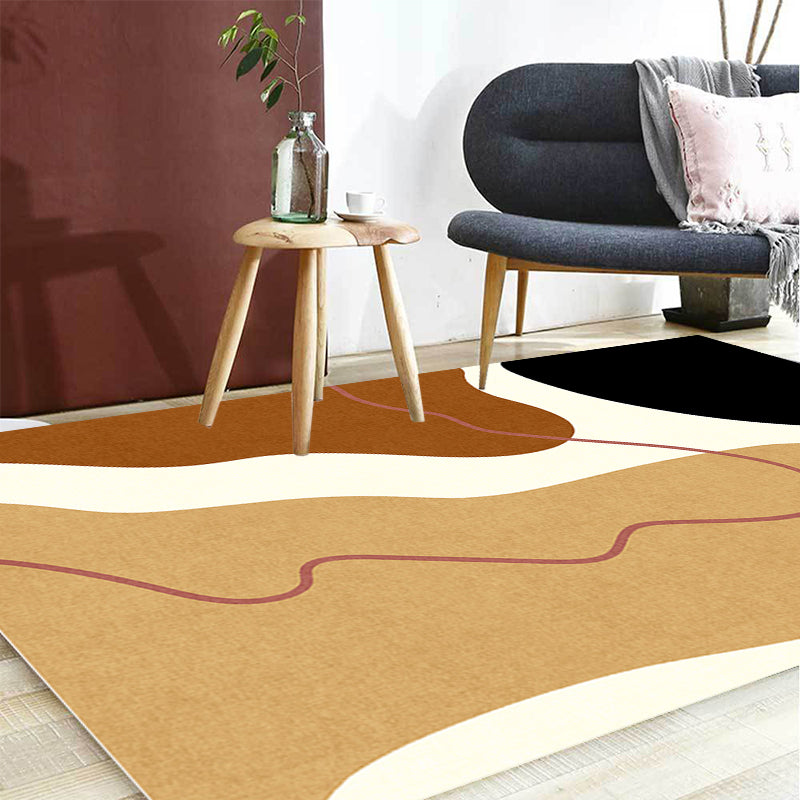BowLift | Unique Casual Carpet Beige Color Block Carpet Washable Pet-Friendly Non-Slip Rug for the Living Room
