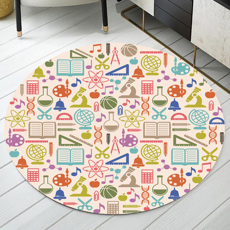 BowLift | Apricot Kids Carpet Polyester Stationary Pattern Carpet Pet Friendly Washable Non-slip Rug For Decoration