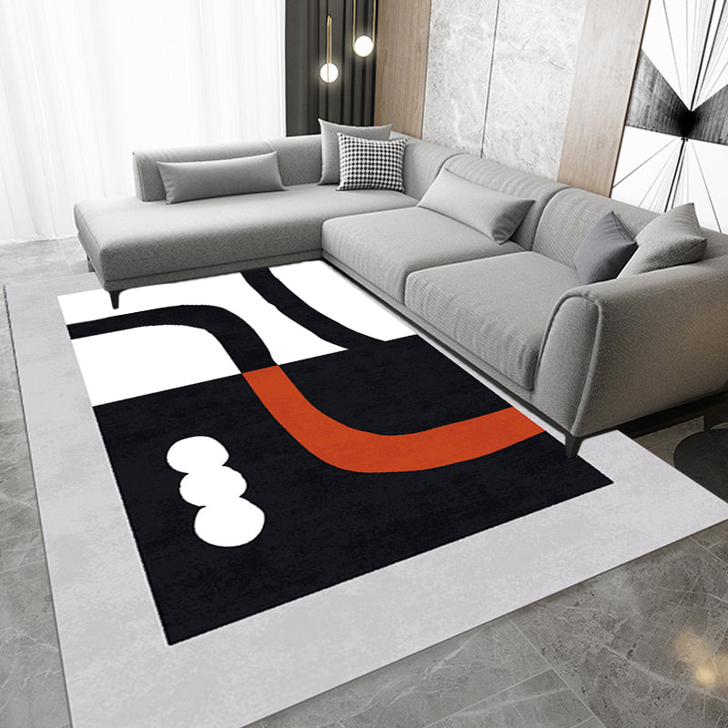 BowLift | Stylish Minimalist Carpet Black and White Abstract Rug Pet-friendly Non-slip Backing Carpet for Living Room