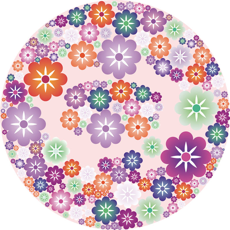 BowLift | Unique Flower Pattern Carpet Pink and Orange Child's Carpet Polyester Pet Friendly Washable Non-Slip Back Carpet for the Children's Room