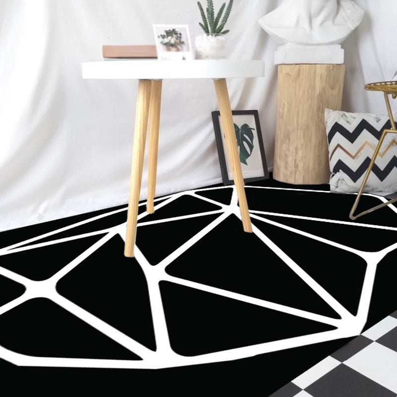 BowLift | Black and White Bedroom Carpet Contemporary Geometric Pattern Rug Leather Pet Friendly Non-Slip Area Rug