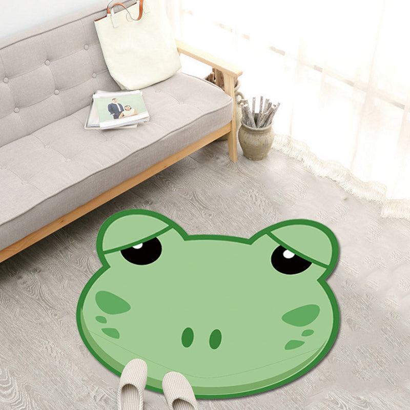 BowLift | Unique Cartoon Animal Pattern Rug Green and Pink Children's Rug Polyester Pet Friendly Washable Non-Slip Back Rug for the Children's Room