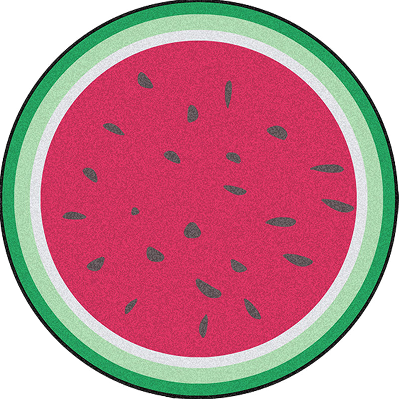 BowLift | Unique Watermelon Pattern Rug Red and Green Kids Rug Polyester Washable Pet Friendly Non-Slip Carpet for Children's Room