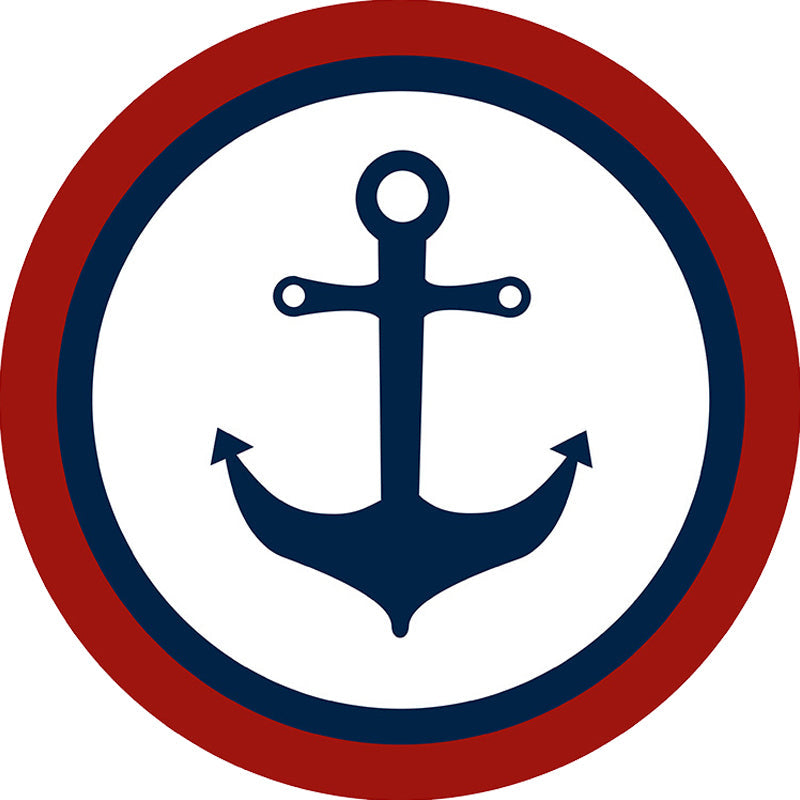 BowLift | Unique navigation pattern rug with ship and anchor Blue and White children's rug Polyester Washable Pet-friendly Non-slip rug for children's room