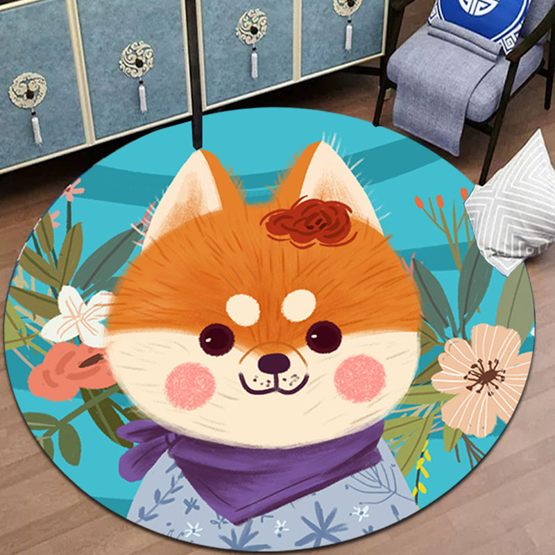 BowLift | pink and blue children's rug polyester cartoon animals pattern rug pet friendly washable non-slip back rug for decoration