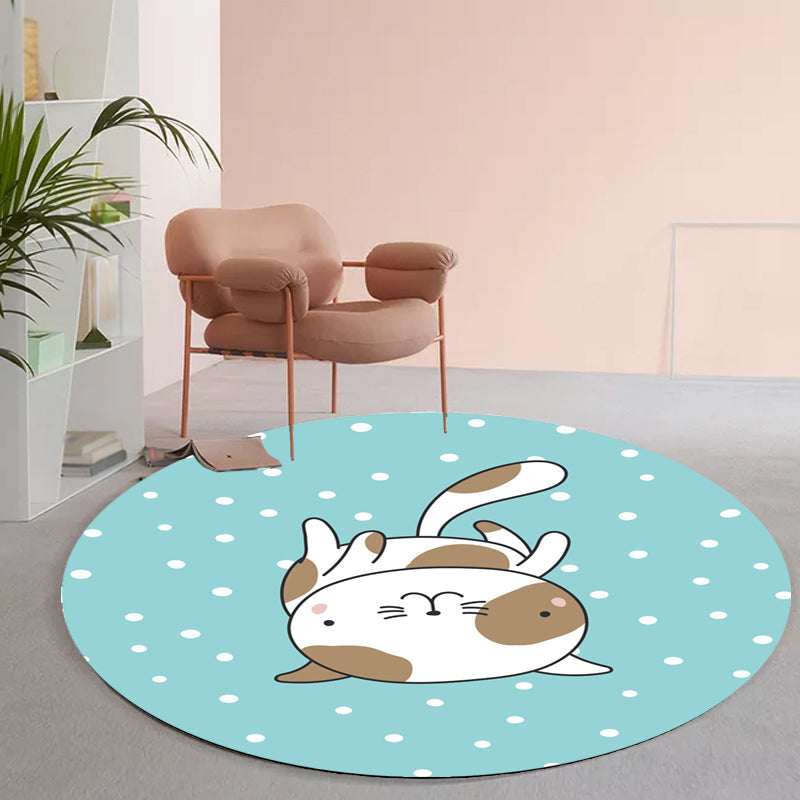 BowLift | Green and Blue Children's Carpet Polyester Animal and Fish Pattern Carpet Pet Friendly Washable Non-Slip Backing Carpet for Decoration