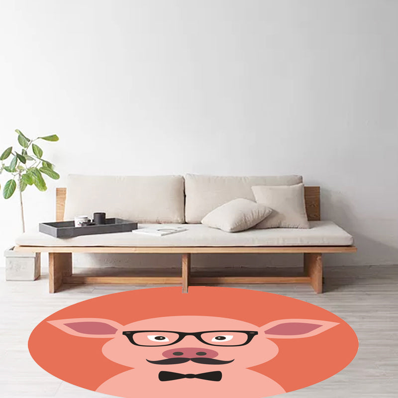BowLift | Unusual cartoon animal pattern rug ginger and orange and children's rug polyester washable pet friendly non-slip rug for the children's room