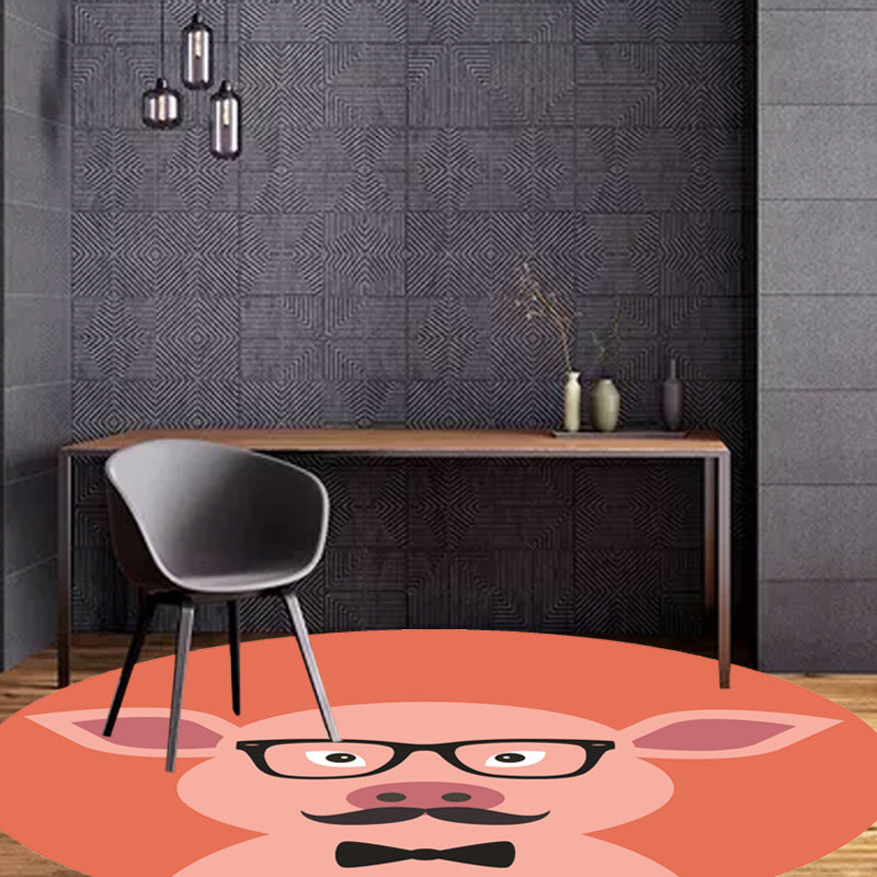 BowLift | Unusual cartoon animal pattern rug ginger and orange and children's rug polyester washable pet friendly non-slip rug for the children's room