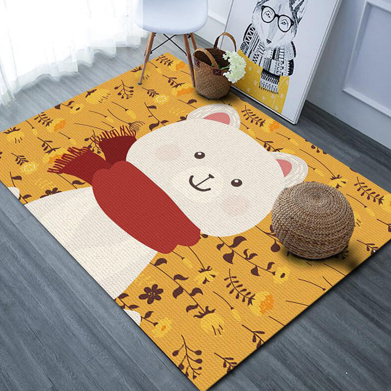 BowLift | Beautiful cartoon animal pattern rug with fish Multicolored children's rug Polyester Washable Pet-friendly non-slip rug for the children's room