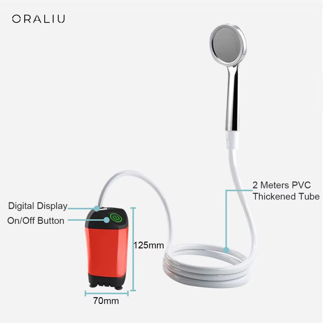 BowLift | Portable Camping Shower with Pump – USB Rechargeable, 4400mAh Battery, Compact & Easy Setup