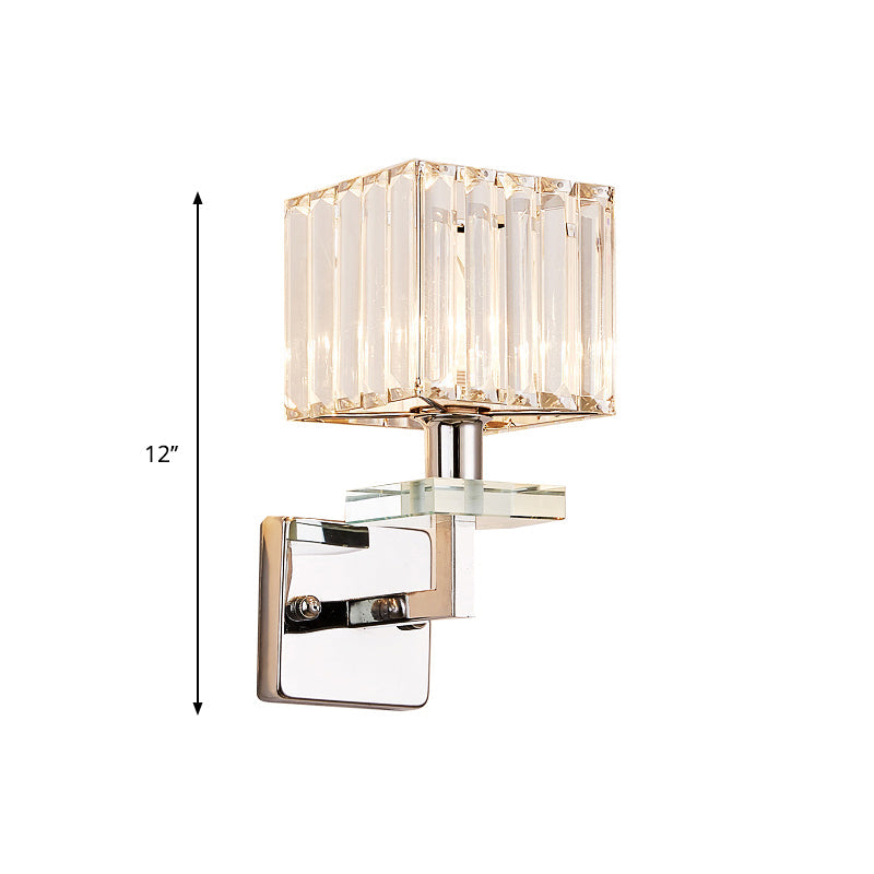 BowLift | Chrome LED Cube Wall Lighting Ideas Contemporary Crystal Prisms Wall Mounted Lamp
