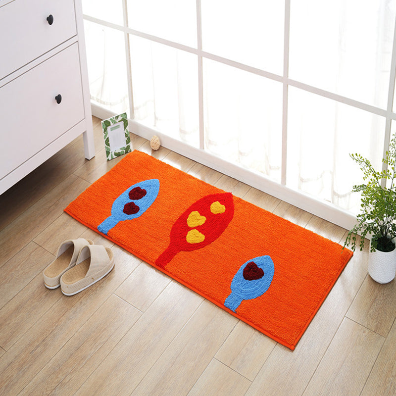 BowLift | Blue and orange children's carpet polyester leaf and flower pattern carpet pet-friendly washable non-slip backing carpet for decoration