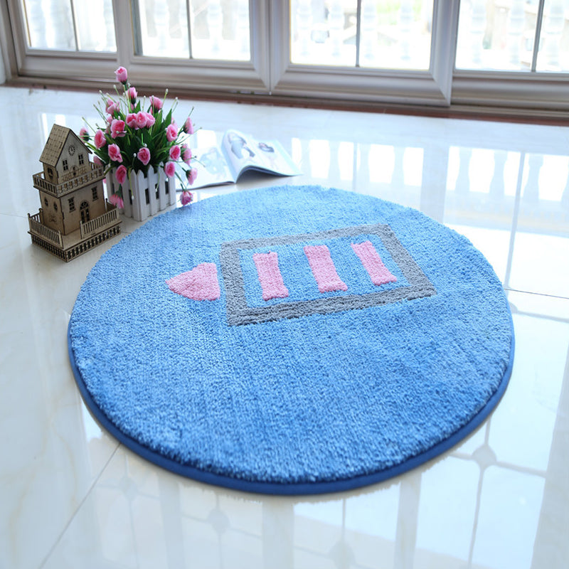 BowLift | Blue and Red Children's Carpet Polyester Home and Battery Pattern Carpet Pet Friendly Washable Non-Slip Back Carpet for Decoration