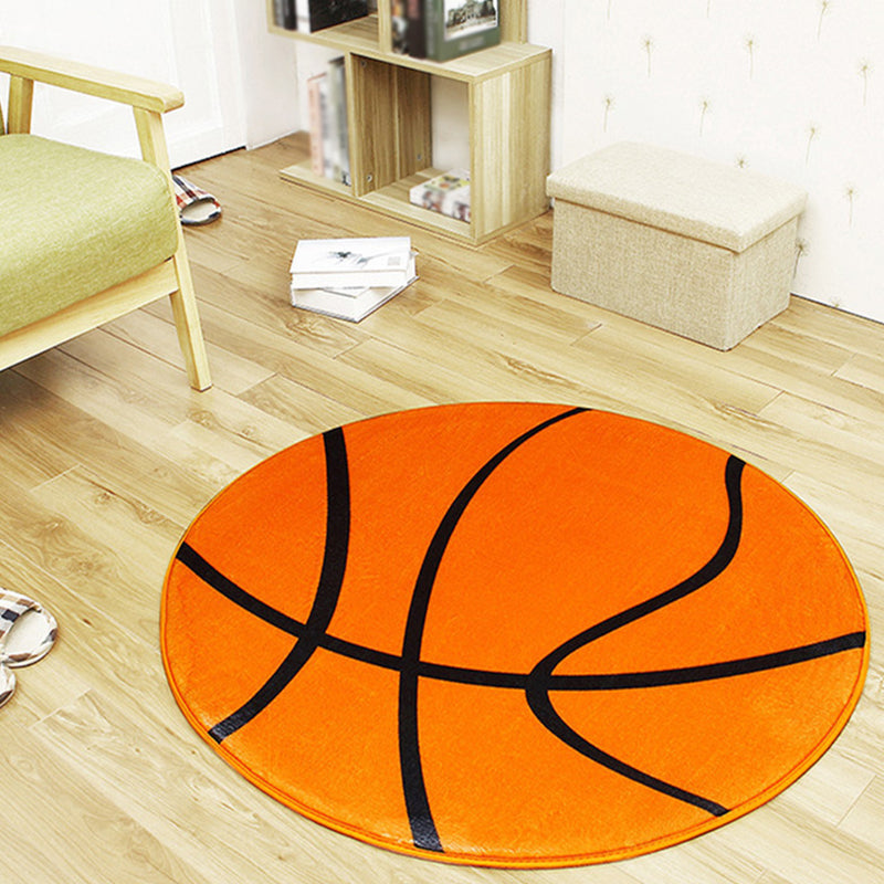 BowLift | White and Red Children's Carpet Polyester Basketball and Soccer Pattern Rug Pet Friendly Washable Non-Slip Backing Rug for Decoration