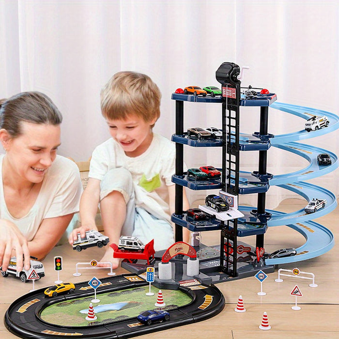 BowLift | FirePark Garage Playset – Multi-Level Fire Station with Fire Trucks & Traffic Signs for Adventurous Kids