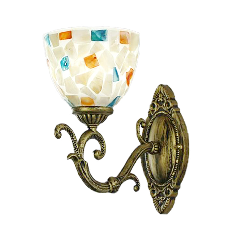 BowLift | Wall-mounted light with shade Tiffany style 1 light wall lighting in antique brass