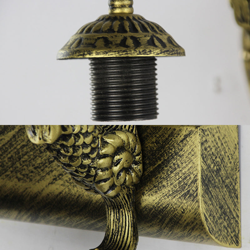 BowLift | Bowl Wall Lamp Fixture Tiffany Shell 1 Head White Sconce Lamp Fixture with Mermaid Back Plate