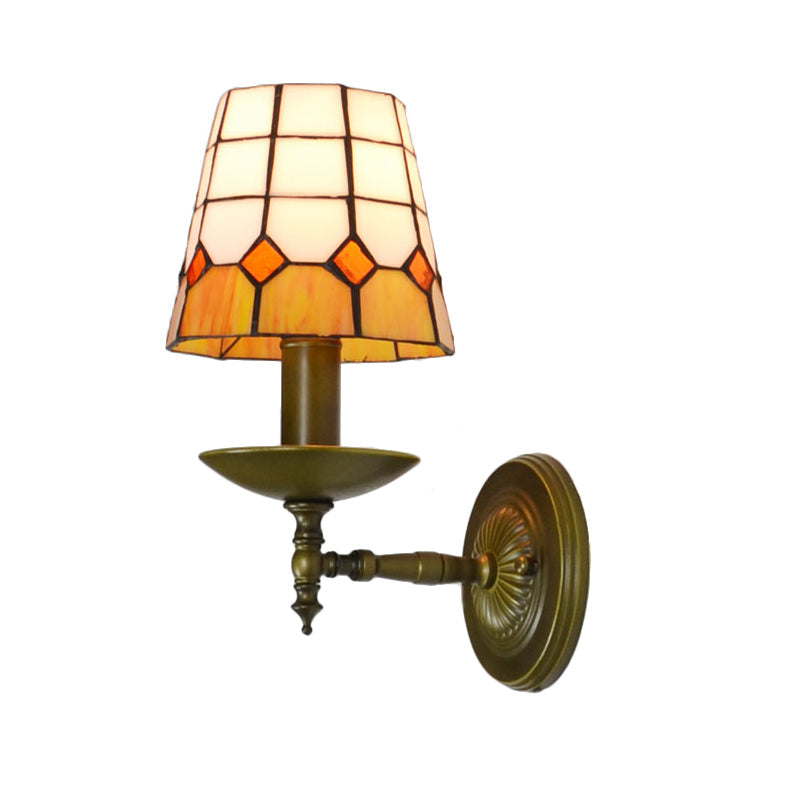 BowLift | Tiffany Geometric Wall Mount Fixture Stained Glass 1 Light Wall Lamp in Orange/Pink/Green/Blue for Living Room