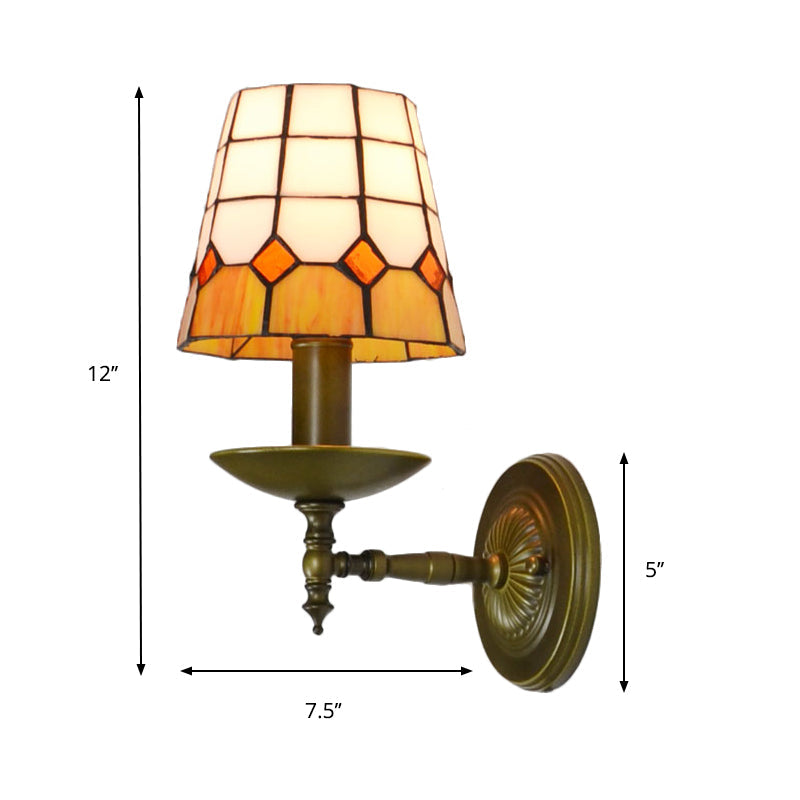 BowLift | Tiffany Geometric Wall Mount Fixture Stained Glass 1 Light Wall Lamp in Orange/Pink/Green/Blue for Living Room