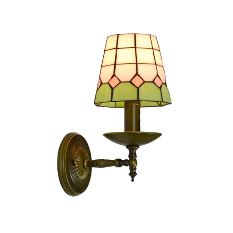 BowLift | Tiffany Geometric Wall Mount Fixture Stained Glass 1 Light Wall Lamp in Orange/Pink/Green/Blue for Living Room