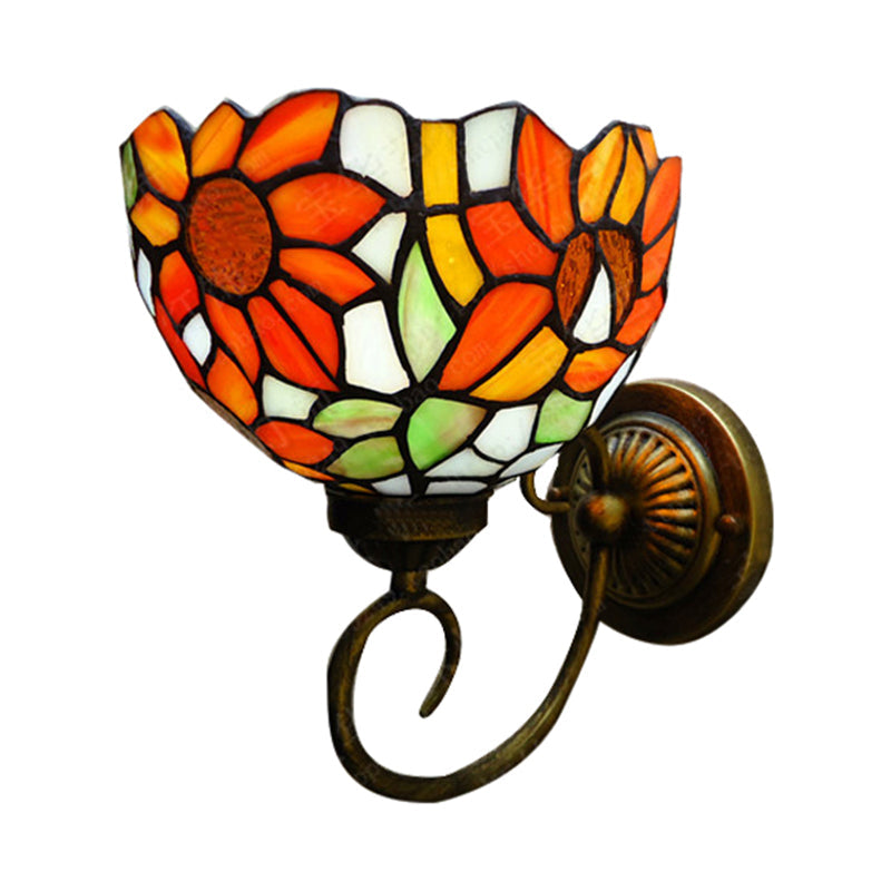 BowLift | Victorian Sunflower Wall-Mounted Light 1 Head Stained Glass Wall Lamp in Orange
