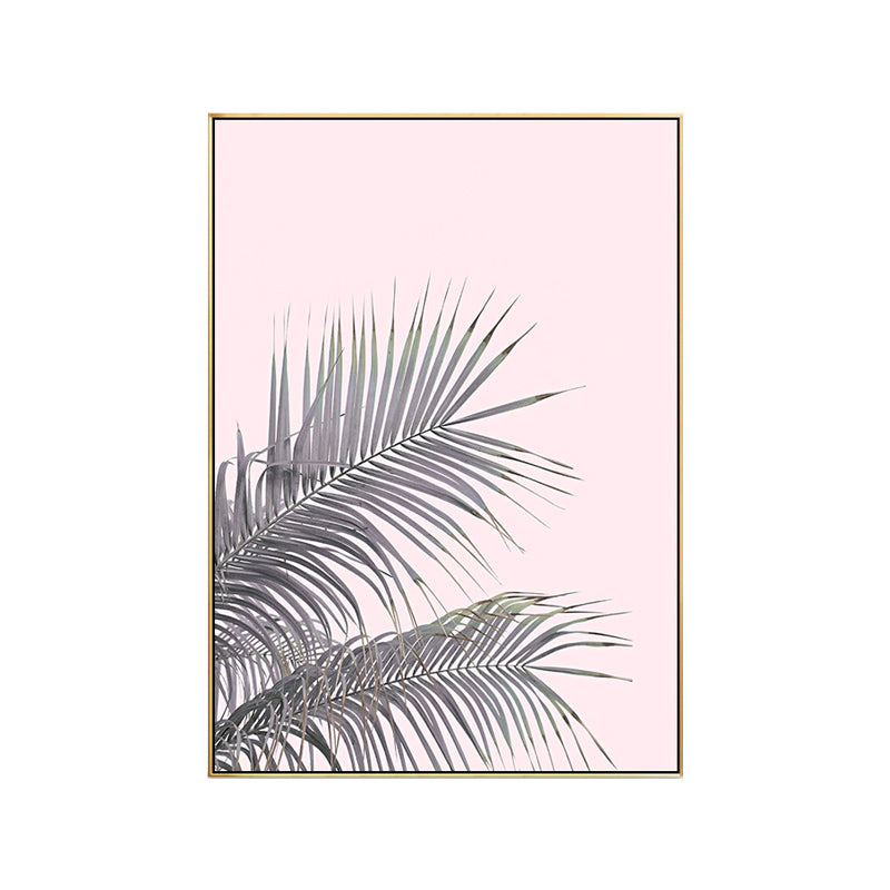 BowLift | Canvas Pink Painting Tropical Style Leaves Wall Art Print, Multiple Sizes Options