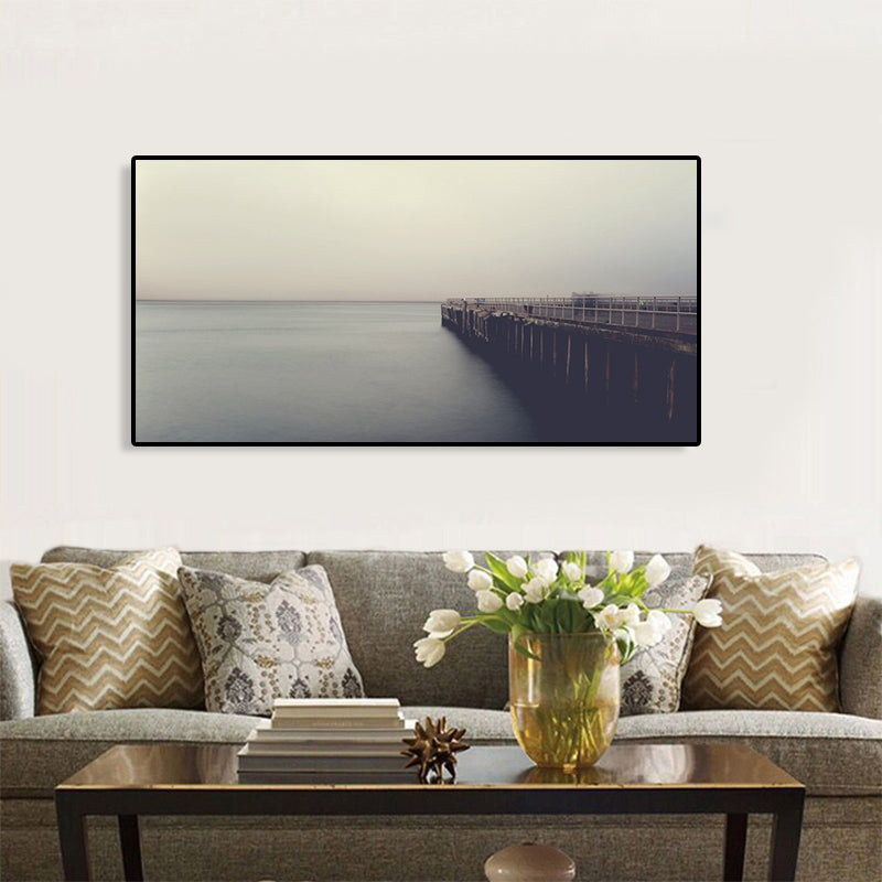 BowLift | Light Color Sea View Painting Texture Wall Decoration Print for Guest Accommodations, Multiple Sizes