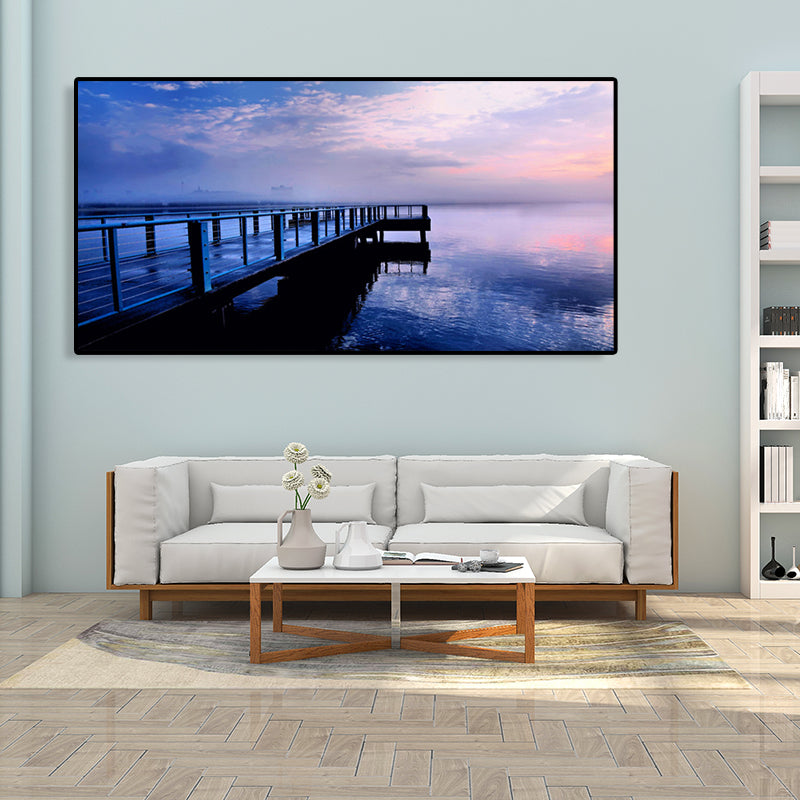 BowLift | Light Color Sea View Painting Texture Wall Decoration Print for Guest Accommodations, Multiple Sizes