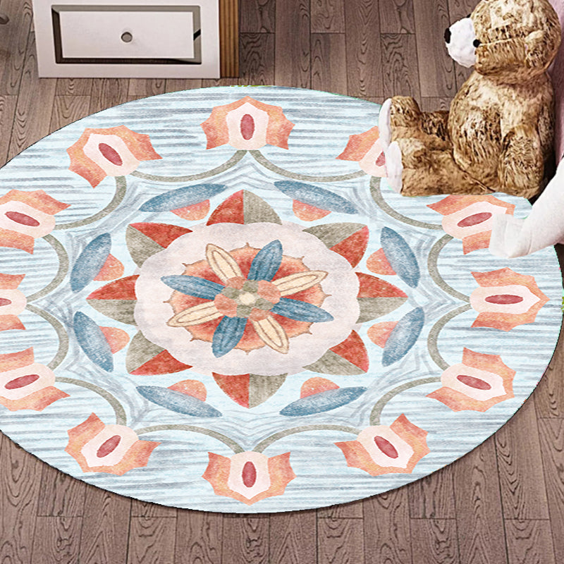 BowLift | Retro Tribal Circles Pattern Carpet Yellow and Red Polyester Carpet Washable Pet Friendly Non-Slip Carpet for the Living Room