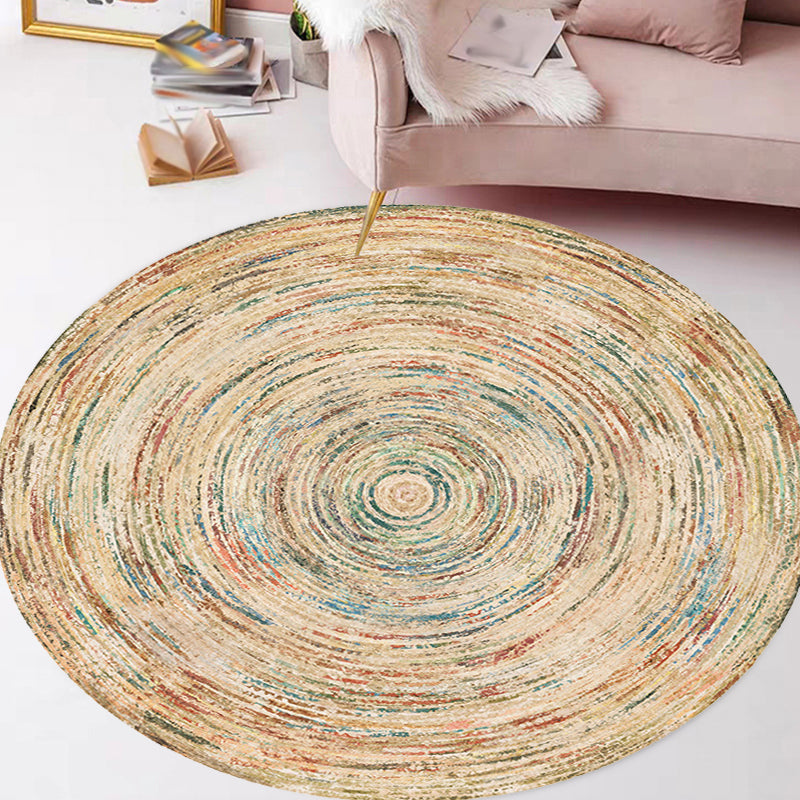BowLift | Retro Tribal Circles Pattern Carpet Yellow and Red Polyester Carpet Washable Pet Friendly Non-Slip Carpet for the Living Room
