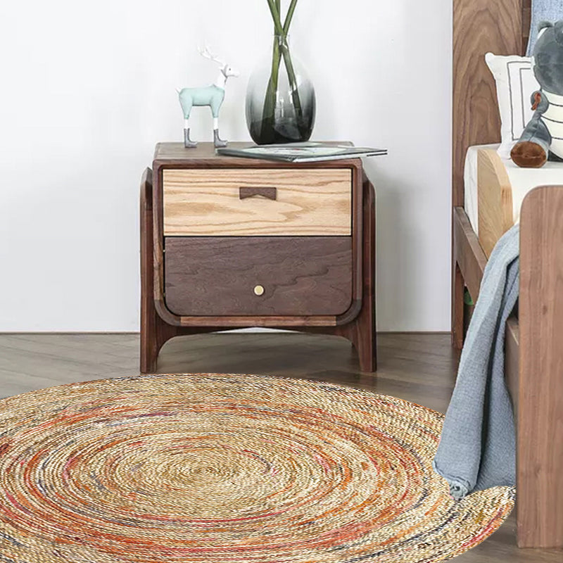 BowLift | Retro Tribal Circles Pattern Carpet Yellow and Red Polyester Carpet Washable Pet Friendly Non-Slip Carpet for the Living Room