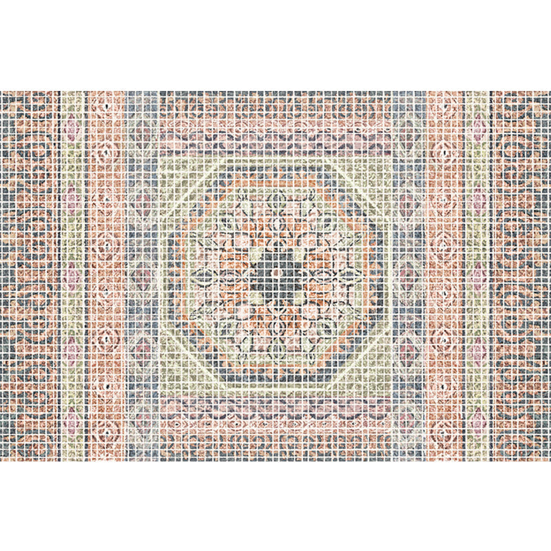 BowLift | Bohemian striped patterned rug with flowers Multicolored Polyester rug Machine washable non-slip back rug for living room