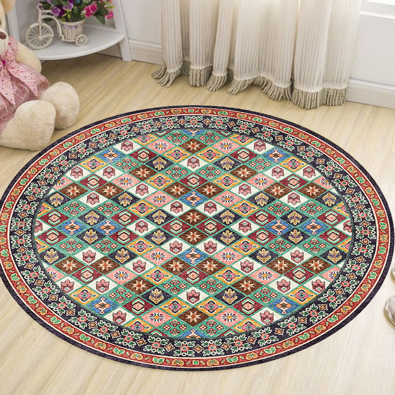 BowLift | Unique Tribal Diamond Pattern Rug Multicolored Moroccan Rug Polyester Pet-Friendly Non-Slip Back Washing Machine Safe Rug for the Living Room
