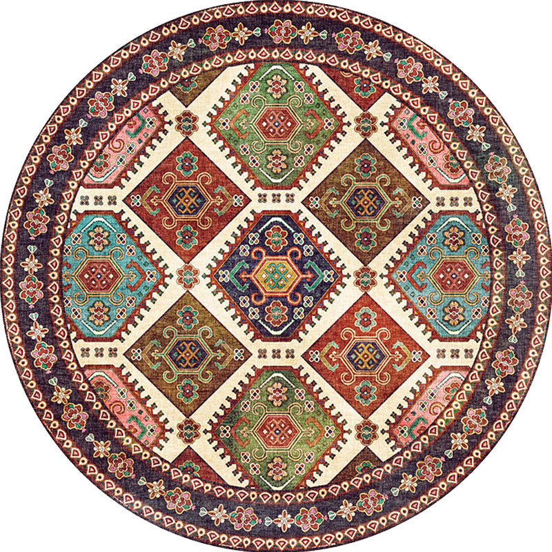 BowLift | Unique Tribal Diamond Pattern Rug Multicolored Moroccan Rug Polyester Pet-Friendly Non-Slip Back Washing Machine Safe Rug for the Living Room