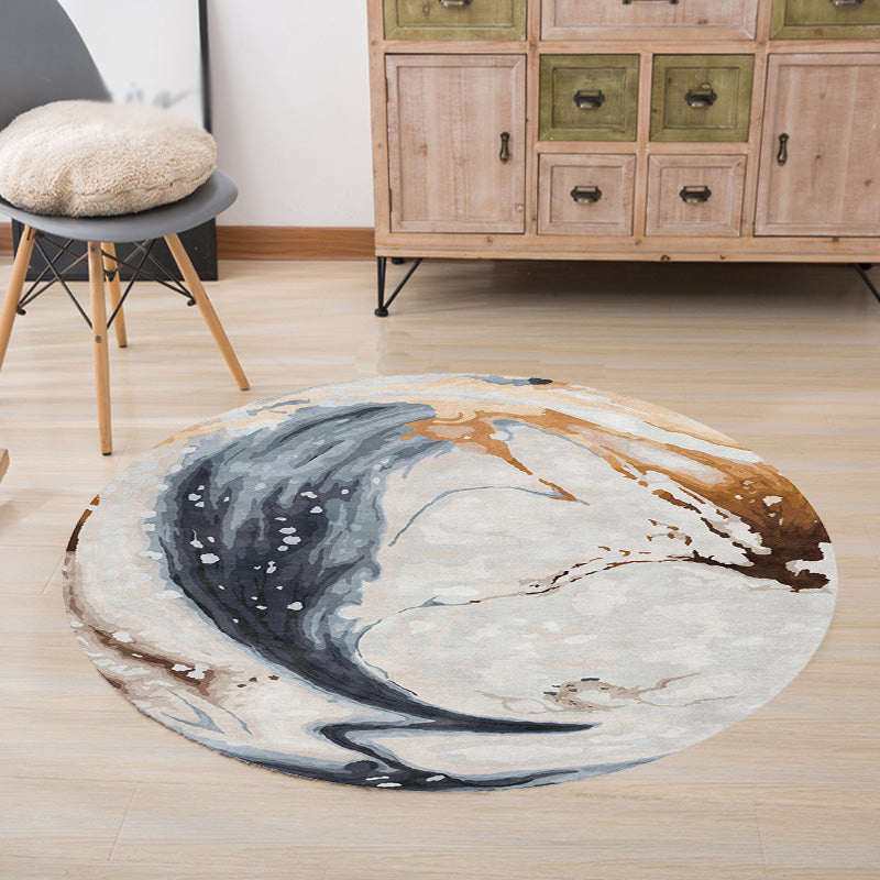 BowLift | Contemporary watercolour patterned rug with twist stripes Multi-colour polyester rug Non-slip backing Washable Pet-friendly rug for bedroom
