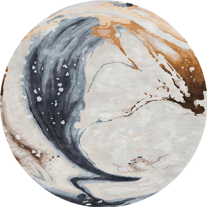 BowLift | Contemporary watercolour patterned rug with twist stripes Multi-colour polyester rug Non-slip backing Washable Pet-friendly rug for bedroom