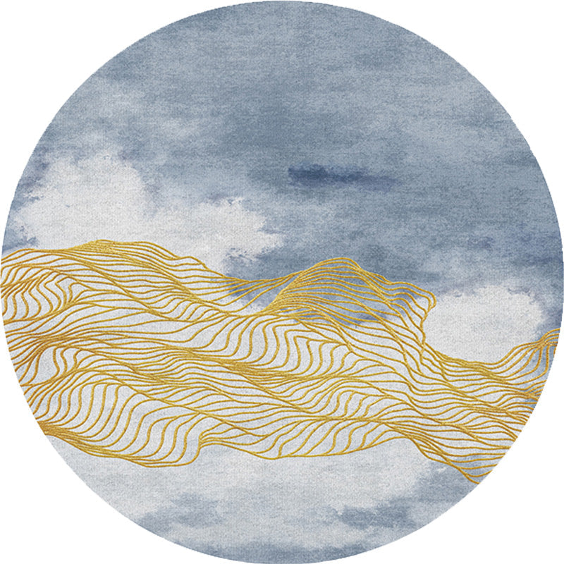 BowLift | Contemporary watercolour patterned rug with twist stripes Multi-colour polyester rug Non-slip backing Washable Pet-friendly rug for bedroom