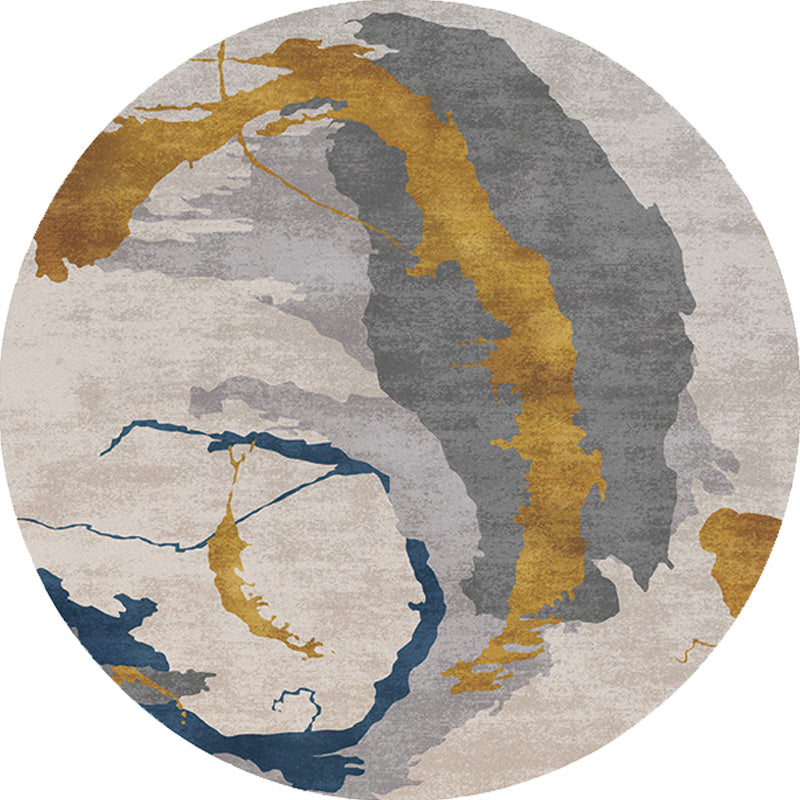 BowLift | Contemporary watercolour patterned rug with twist stripes Multi-colour polyester rug Non-slip backing Washable Pet-friendly rug for bedroom