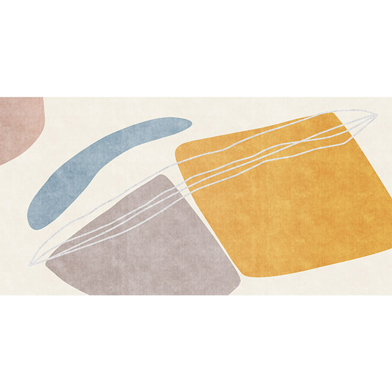BowLift | Unique yellow modernist rug Polyester abstract rug washable pet-friendly non-slip rug for the living room
