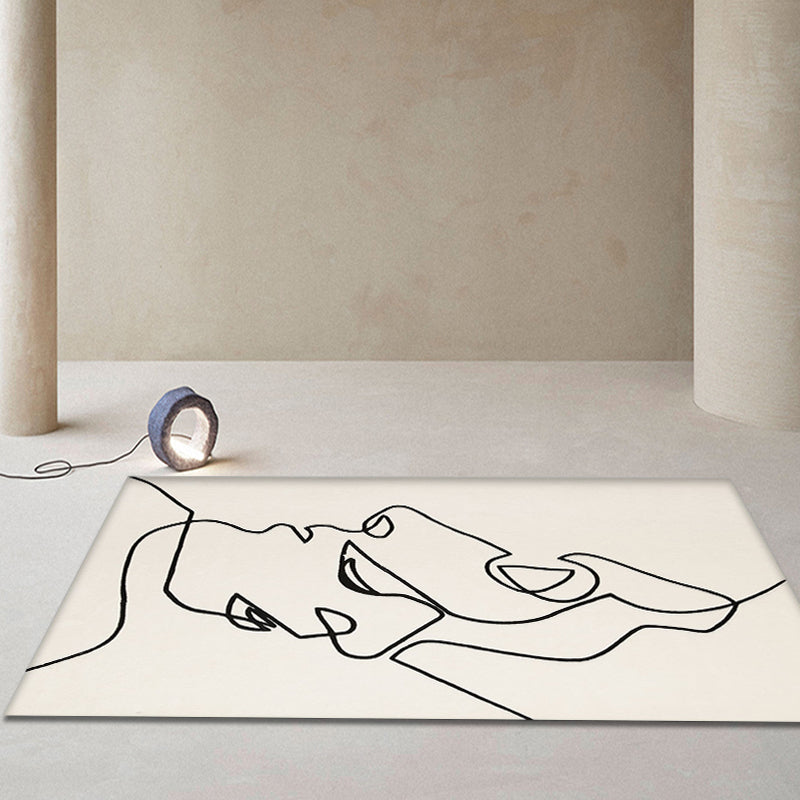 BowLift | Creative Scandinavian Area Rug Beige Abstract Rug Pet-Friendly Non-Slip Washable Carpet for Decoration