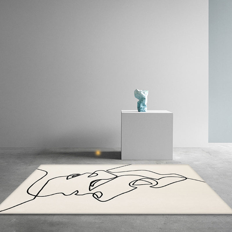 BowLift | Creative Scandinavian Area Rug Beige Abstract Rug Pet-Friendly Non-Slip Washable Carpet for Decoration