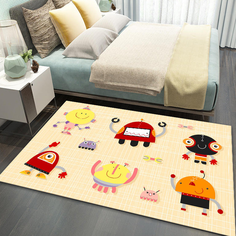BowLift | Stylish Multicolor Children's Mat Polyester Animal and Stripe Pattern Mat Washable Pet Friendly Nonslip Carpet for Children's Room