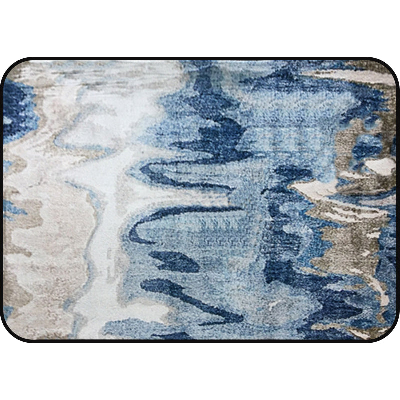 BowLift | Creative abstract rug Blue Shabby Chic rug Polyester machine washable non-slip backing rug for the living room