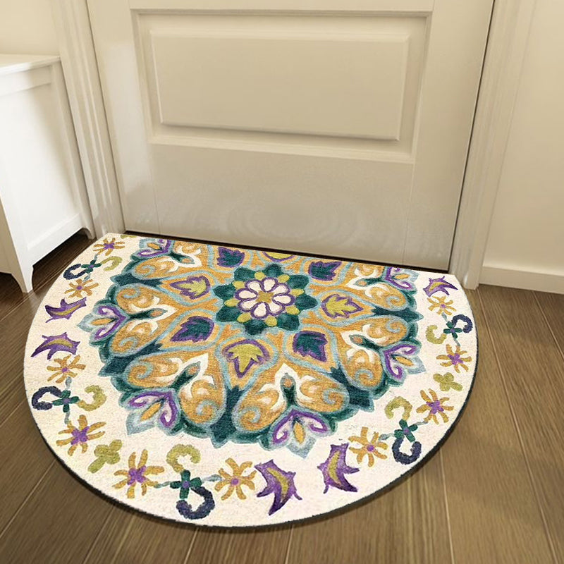 BowLift | Bohemian Floral Pattern Rug Multicolor Polyester Rug Machine Washable Non-Slip Back Rug for Living Room