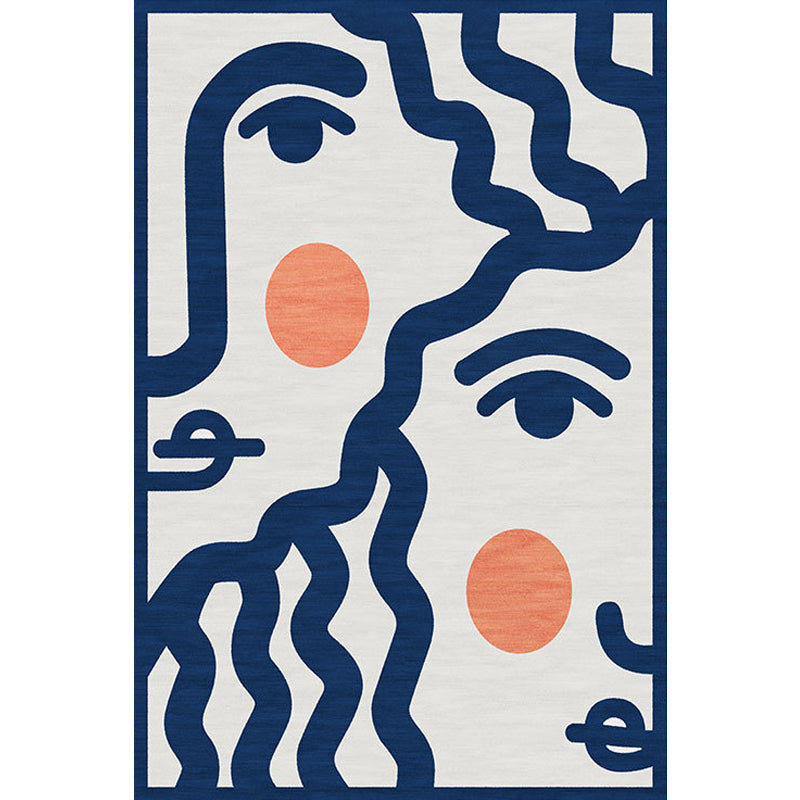 BowLift | Blue Face Pattern Carpet Polyester Modern Carpet Washable Non-Slip Pet-Friendly Carpet for the Living Room