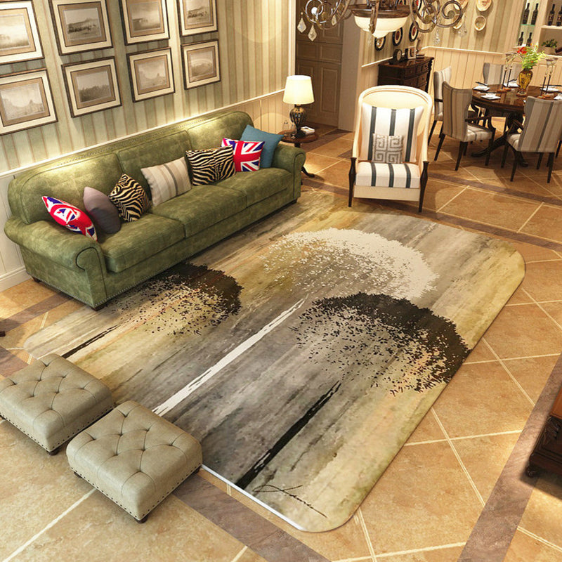 BowLift | Shabby Chic Watercolor Pattern Rug Multicolor Polyester Rug Washable Pet Friendly Non-Slip Area Rug for Study